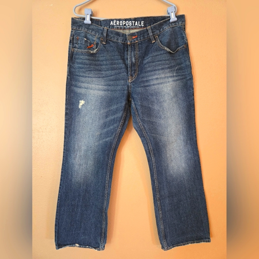 Aeropostale Men's Dark Blue Bootcut Jeans